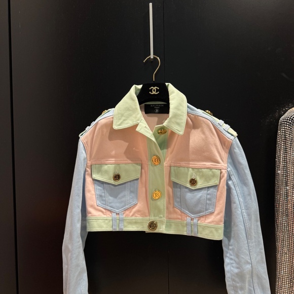 Balmain Pastel Cropped Denim Jacket - Picture 8 of 8